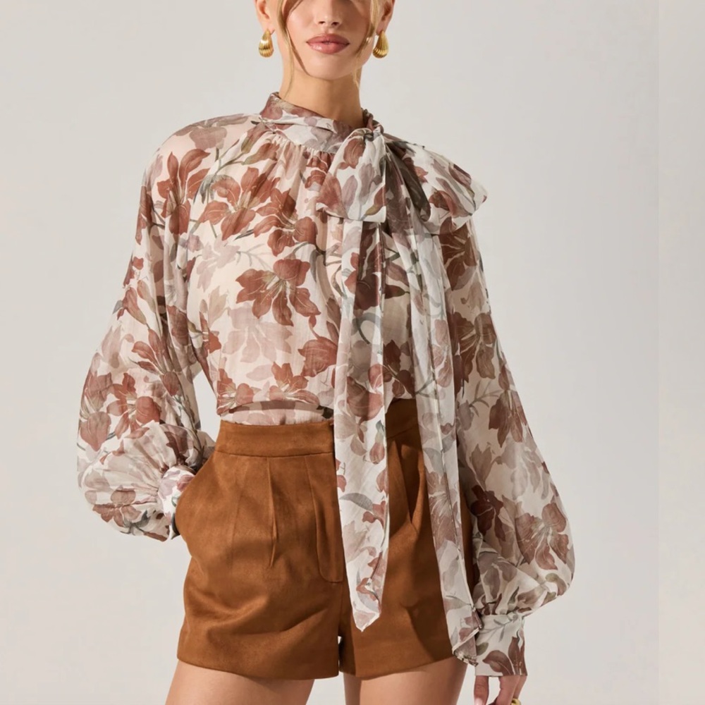 ASTR Cinthia Sheer Bow Tie Top